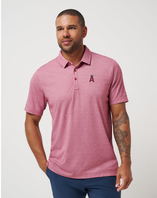 Los Angeles Angels Playoff Pitch Polo Heather Red | Travis Mathew