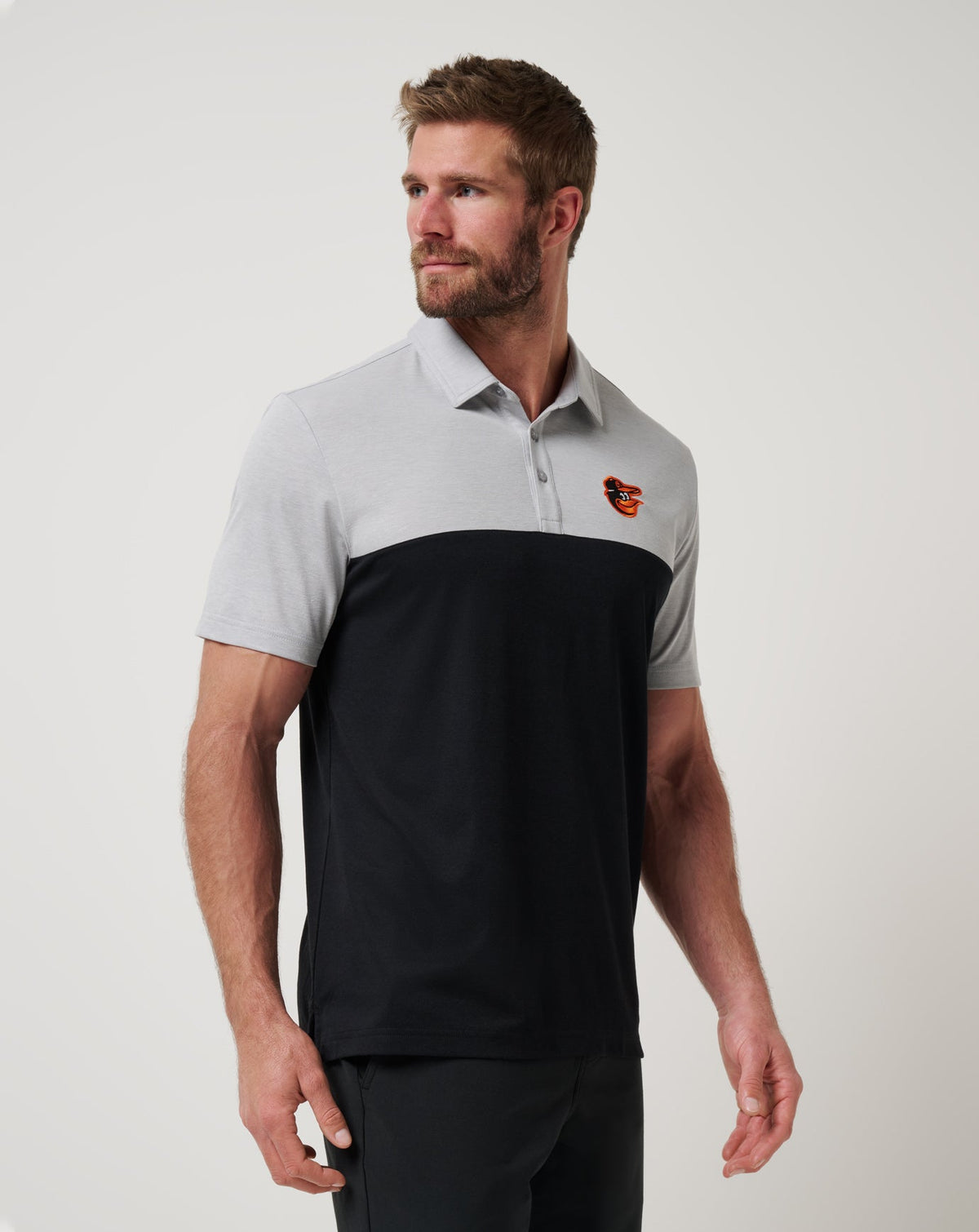 Baltimore Orioles Home Run Leader Polo Heather Grey/Black | Travis Mathew