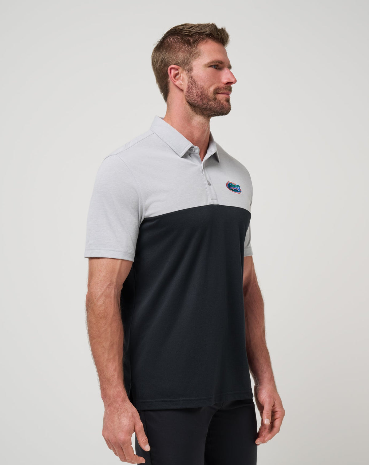Florida Drop Back Polo Heather Grey/Black | Travis Mathew