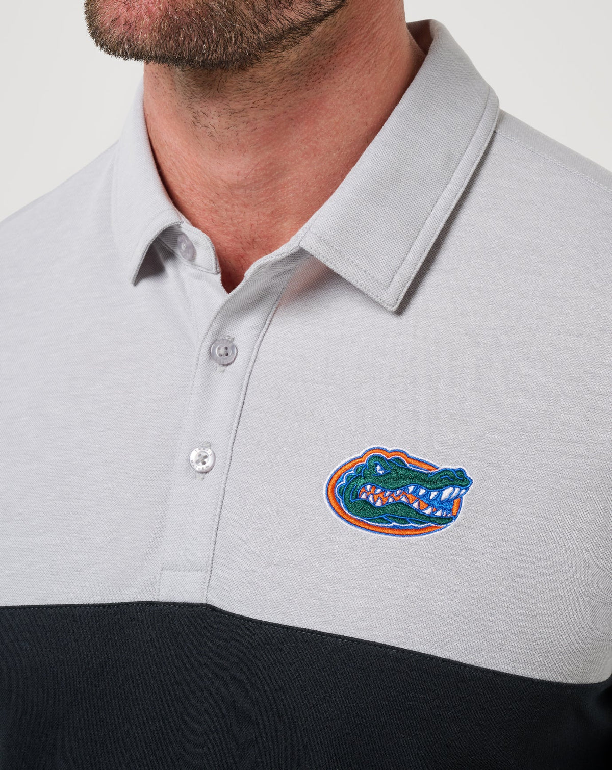Florida Drop Back Polo Heather Grey/Black | Travis Mathew