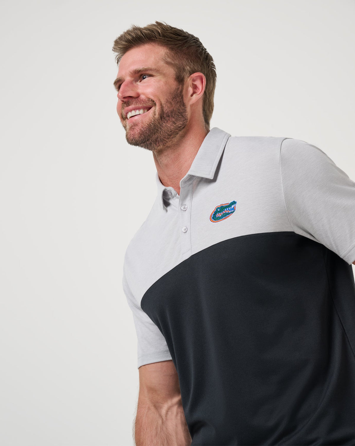 Florida Drop Back Polo Heather Grey/Black | Travis Mathew