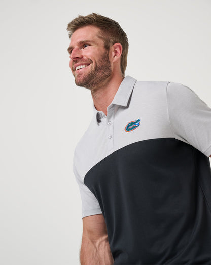 Florida Drop Back Polo Heather Grey/Black | Travis Mathew