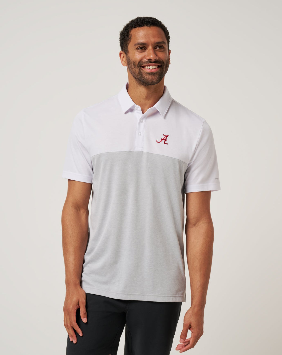 Alabama Drop Back Polo White/Heather Grey | Travis Mathew