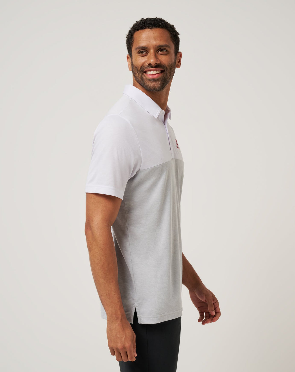 Alabama Drop Back Polo White/Heather Grey | Travis Mathew