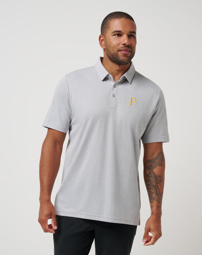 Pittsburgh Pirates Playoff Pitch Polo Heather Grey | Travis Mathew