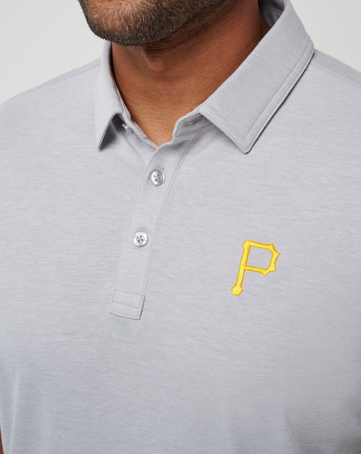 Pittsburgh Pirates Playoff Pitch Polo Heather Grey | Travis Mathew