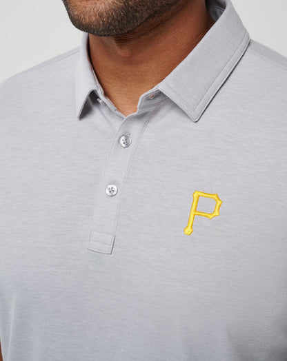 Pittsburgh Pirates Playoff Pitch Polo Heather Grey | Travis Mathew