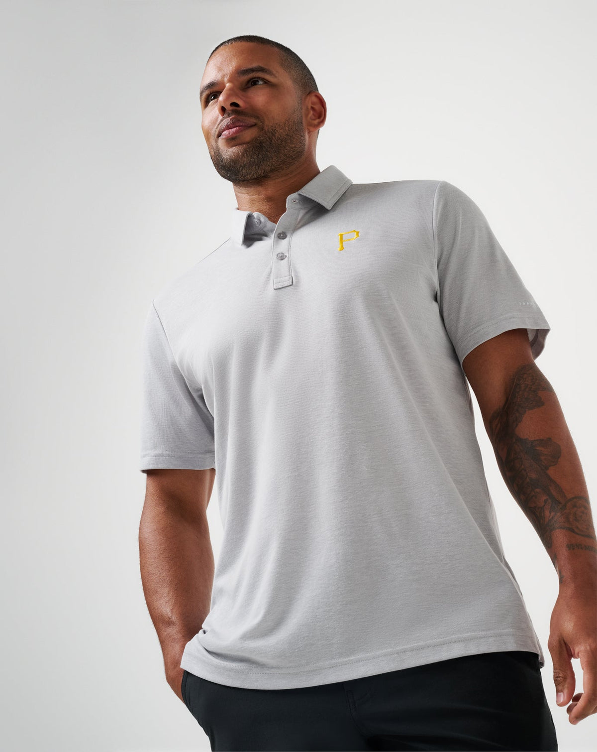 Pittsburgh Pirates Playoff Pitch Polo Heather Grey | Travis Mathew