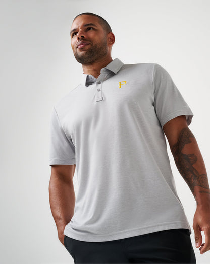 Pittsburgh Pirates Playoff Pitch Polo Heather Grey | Travis Mathew