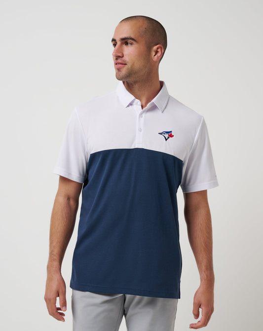 Toronto Blue Jays Home Run Leader Polo White/Navy | Travis Mathew