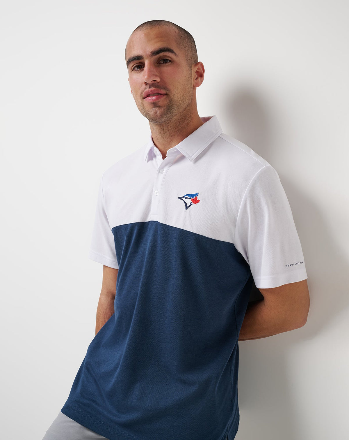 Toronto Blue Jays Home Run Leader Polo White/Navy | Travis Mathew