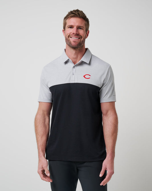 Cincinnati Reds Home Run Leader Polo Heather Grey/Black | Travis Mathew