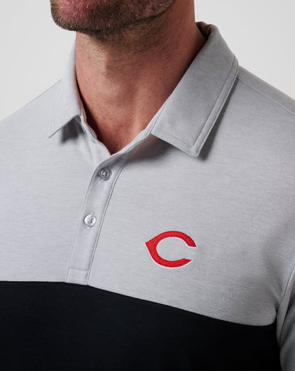 Cincinnati Reds Home Run Leader Polo Heather Grey/Black | Travis Mathew