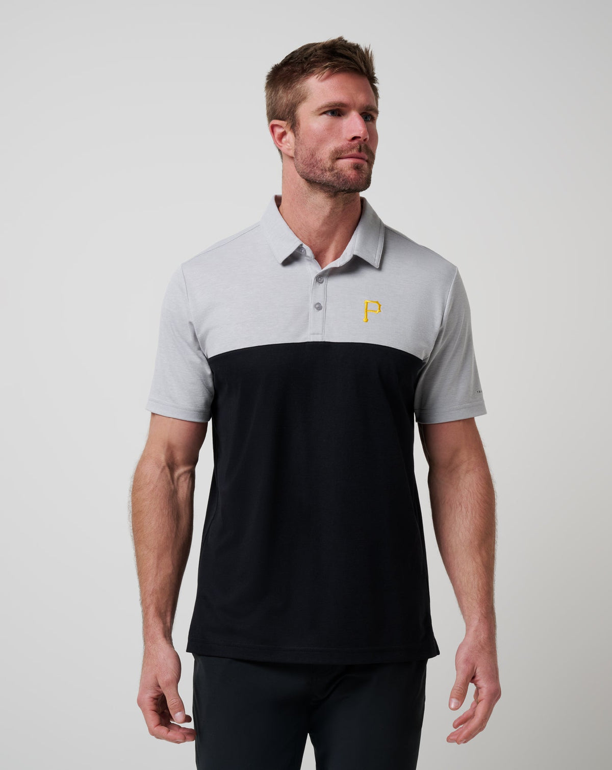 Pittsburgh Pirates Home Run Leader Polo Heather Grey/Black | Travis Mathew