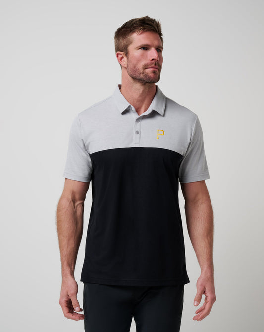 Pittsburgh Pirates Home Run Leader Polo Heather Grey/Black | Travis Mathew
