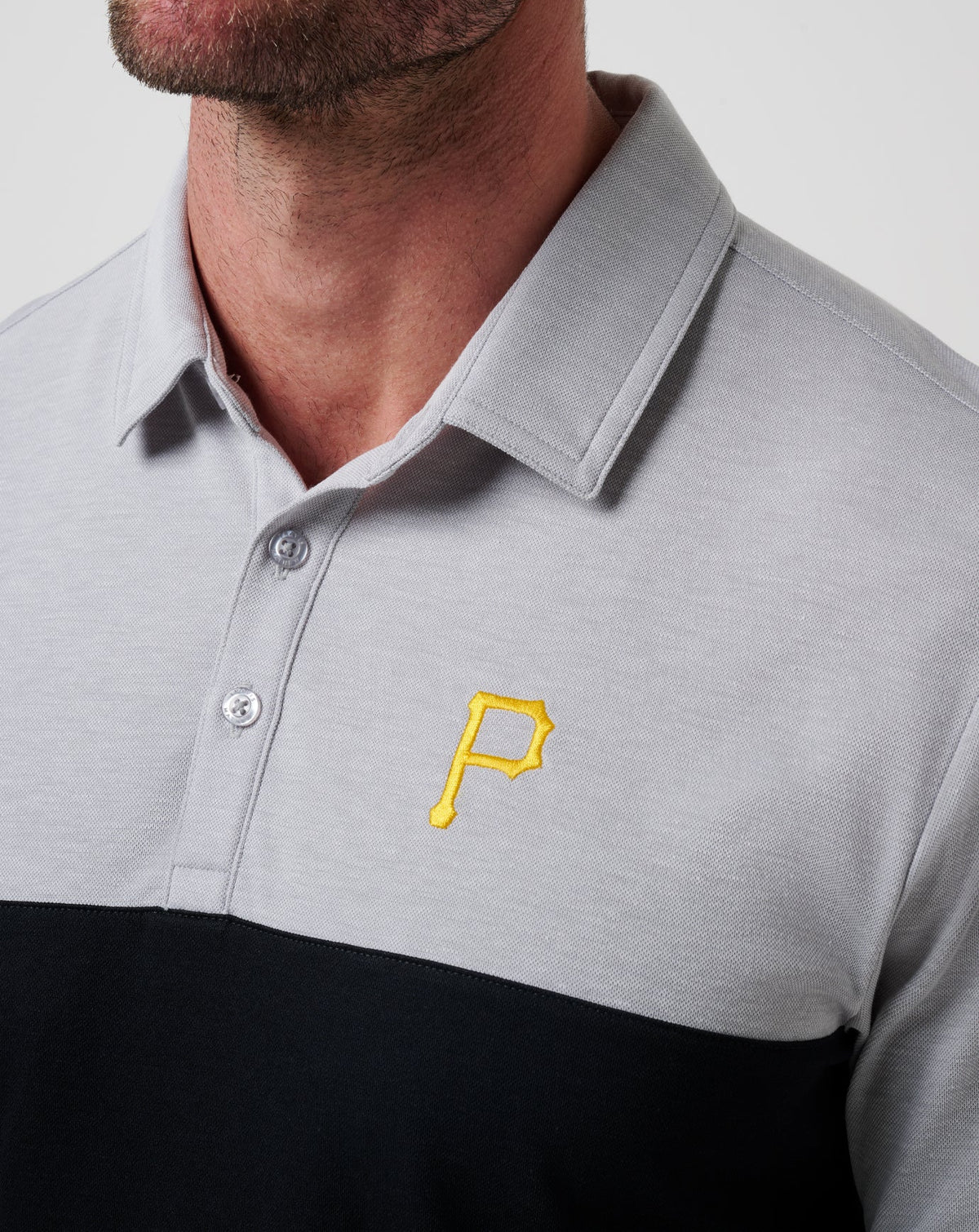 Pittsburgh Pirates Home Run Leader Polo Heather Grey/Black | Travis Mathew