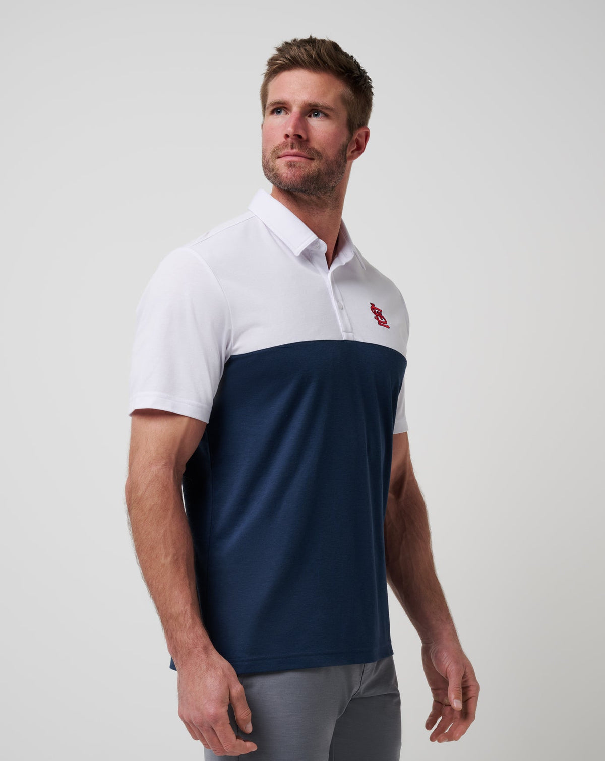 St Louis Cardinals Home Run Leader Polo White/Navy | Travis Mathew