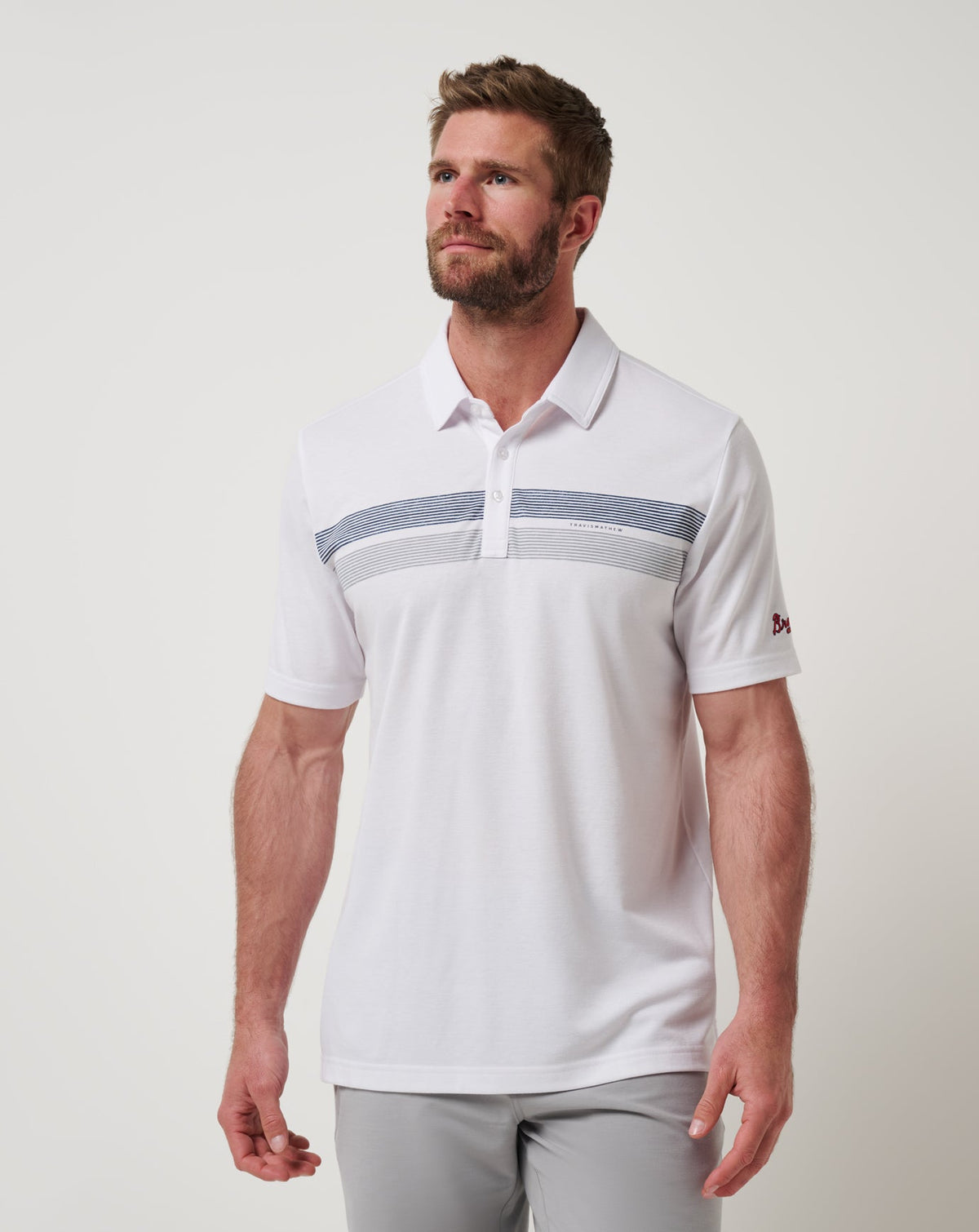 Atlanta Braves Top Recruit Polo White | Travis Mathew