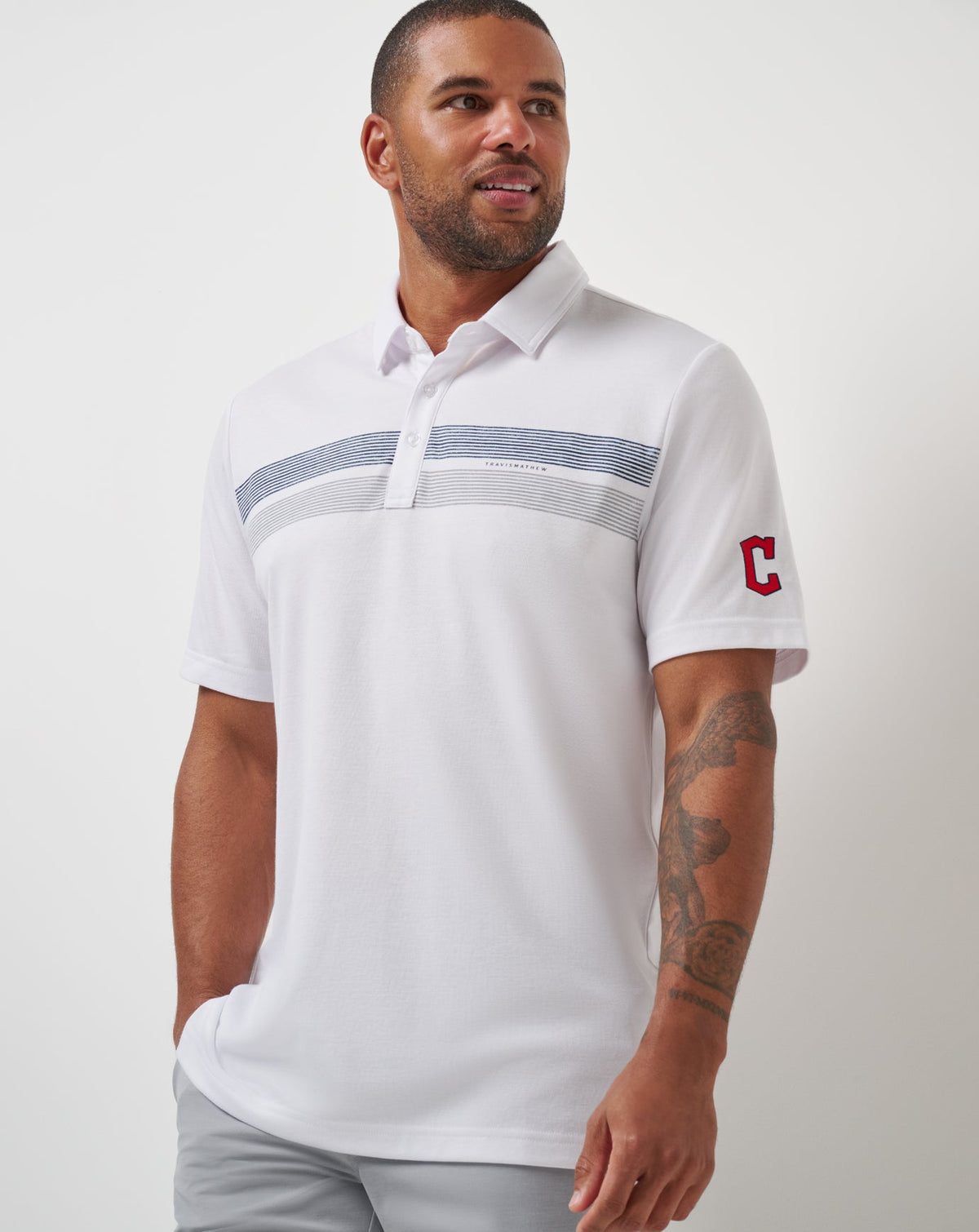 Cleveland Guardians Top Recruit Polo White | Travis Mathew