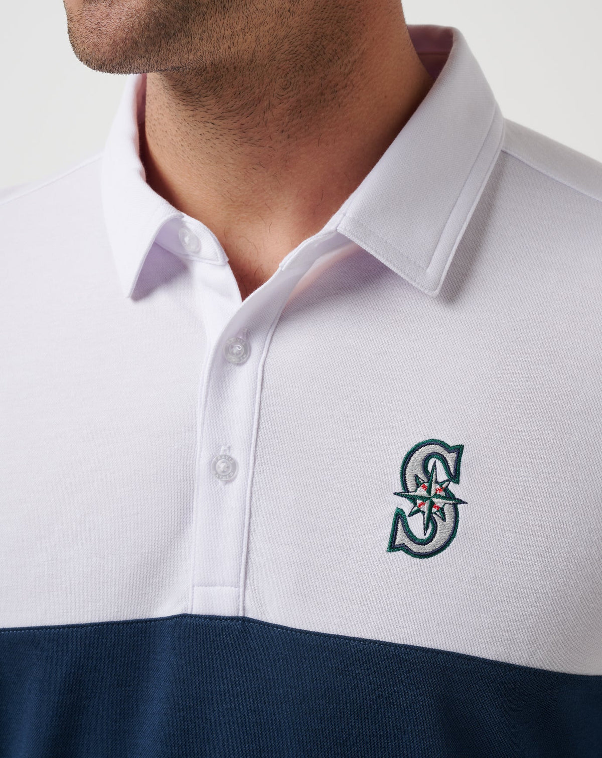 Seattle Mariners Home Run Leader Polo White/Navy | Travis Mathew
