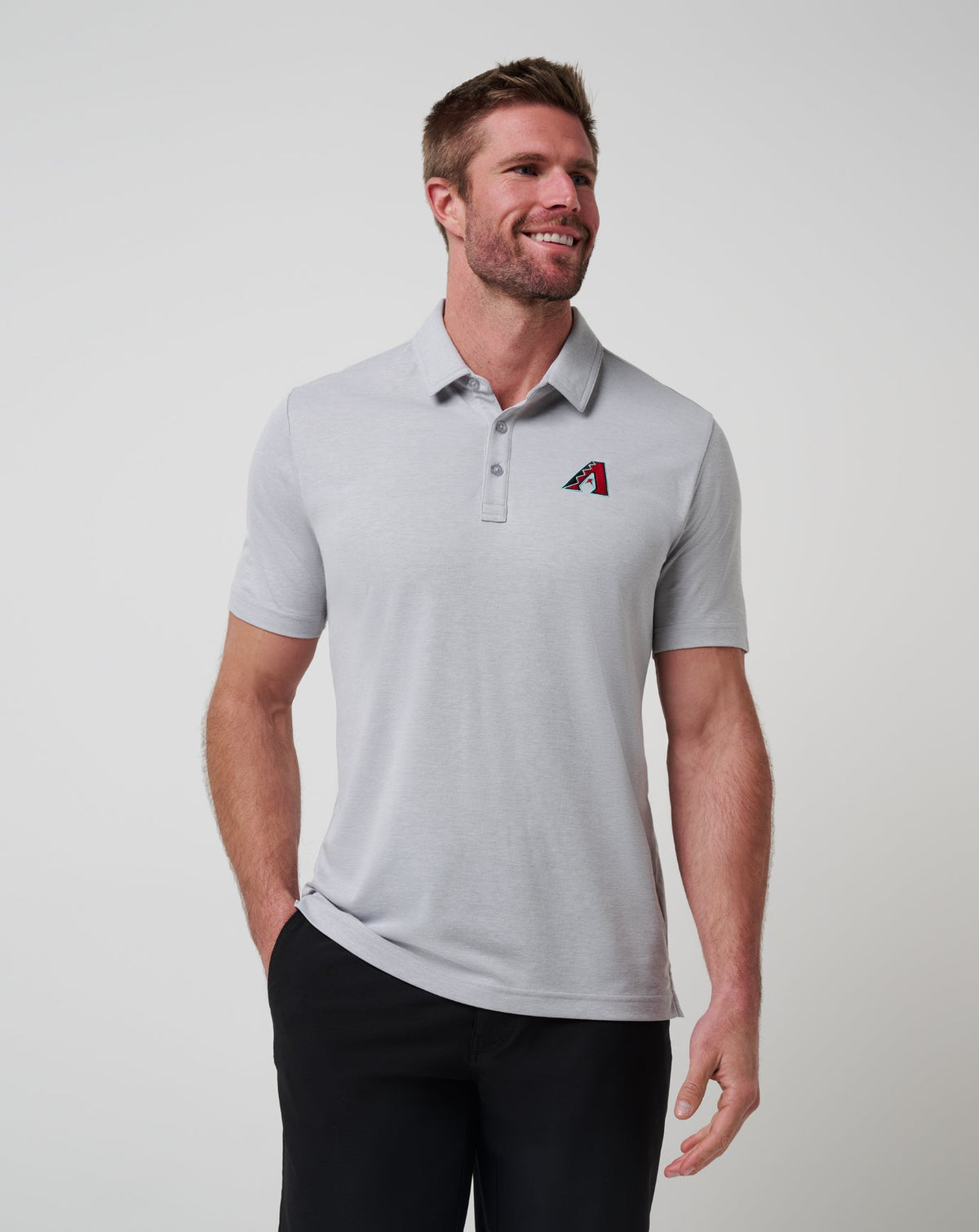 Arizona Diamondbacks Playoff Pitch Polo Heather Grey | Travis Mathew