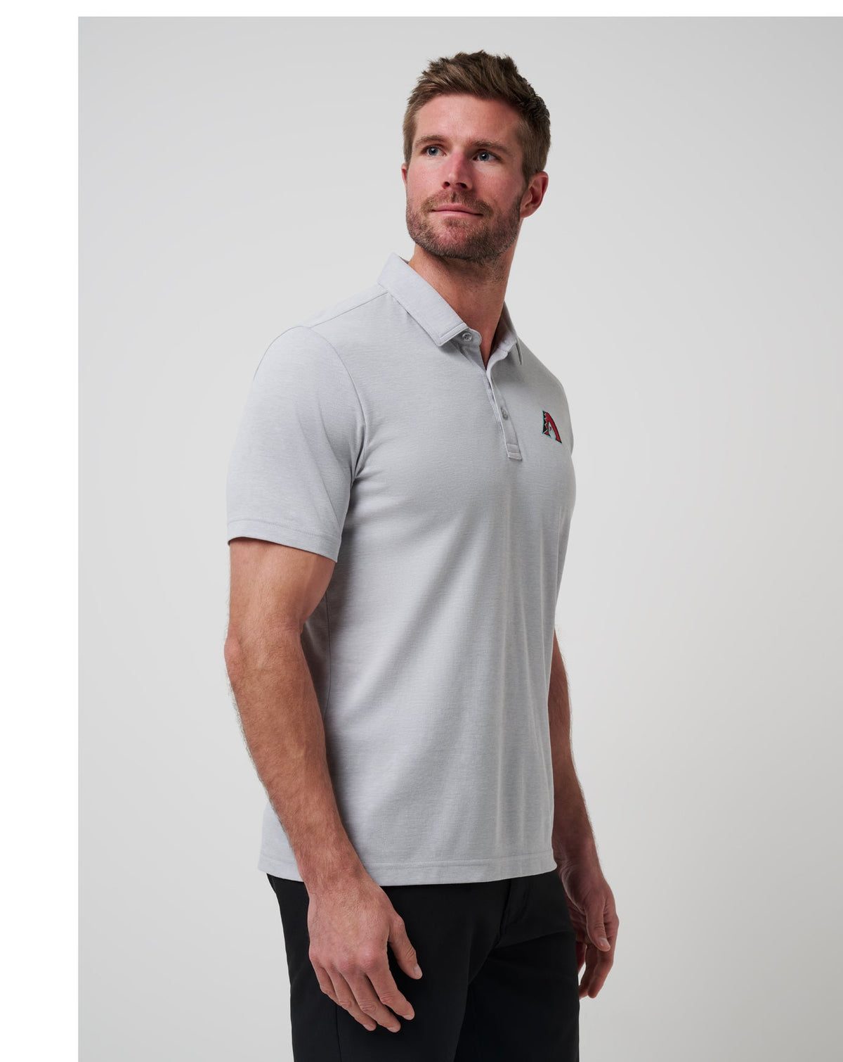Arizona Diamondbacks Playoff Pitch Polo Heather Grey | Travis Mathew
