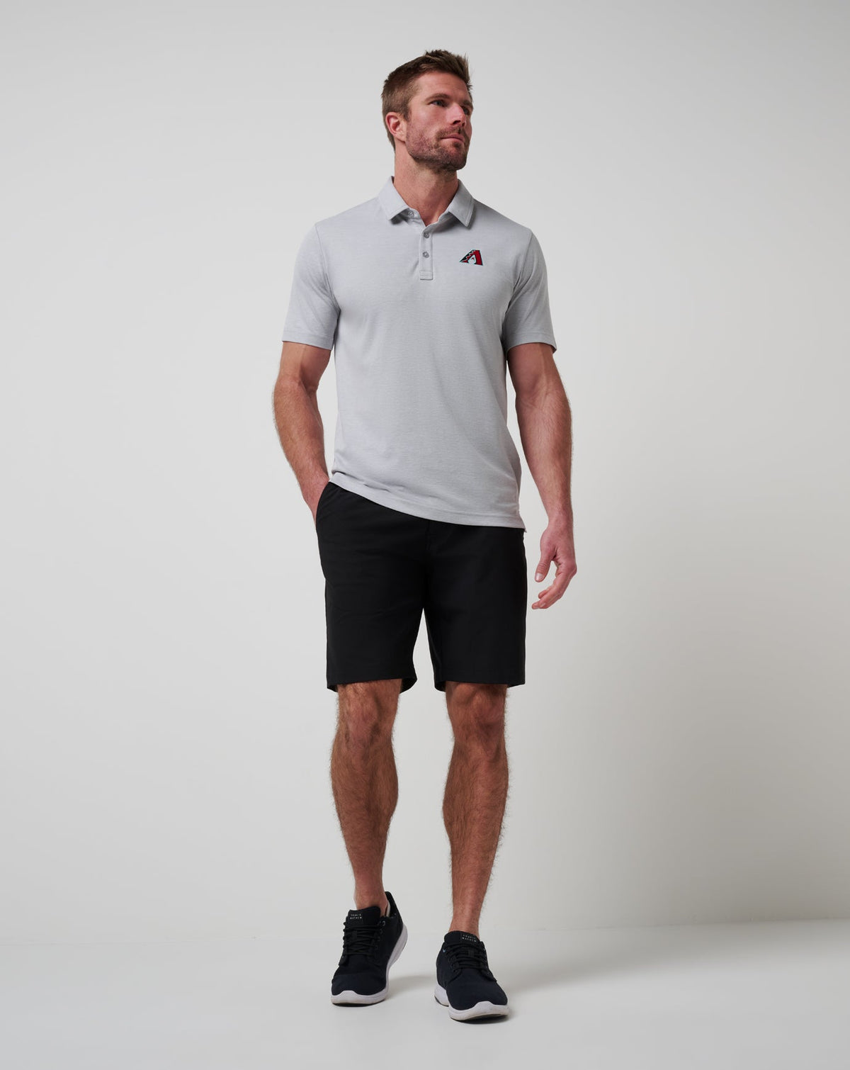 Arizona Diamondbacks Playoff Pitch Polo Heather Grey | Travis Mathew