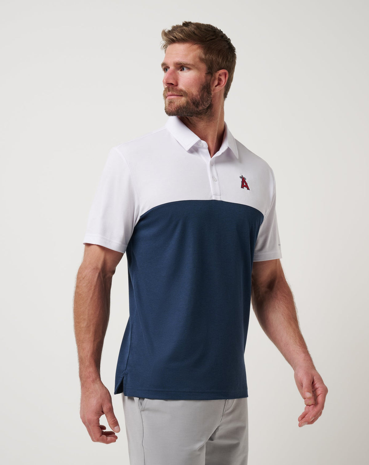 Los Angeles Angels Home Run Leader Polo White/Navy | Travis Mathew