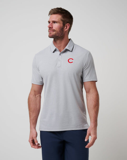Chicago Cubs Playoff Pitch Polo Heather Grey | Travis Mathew