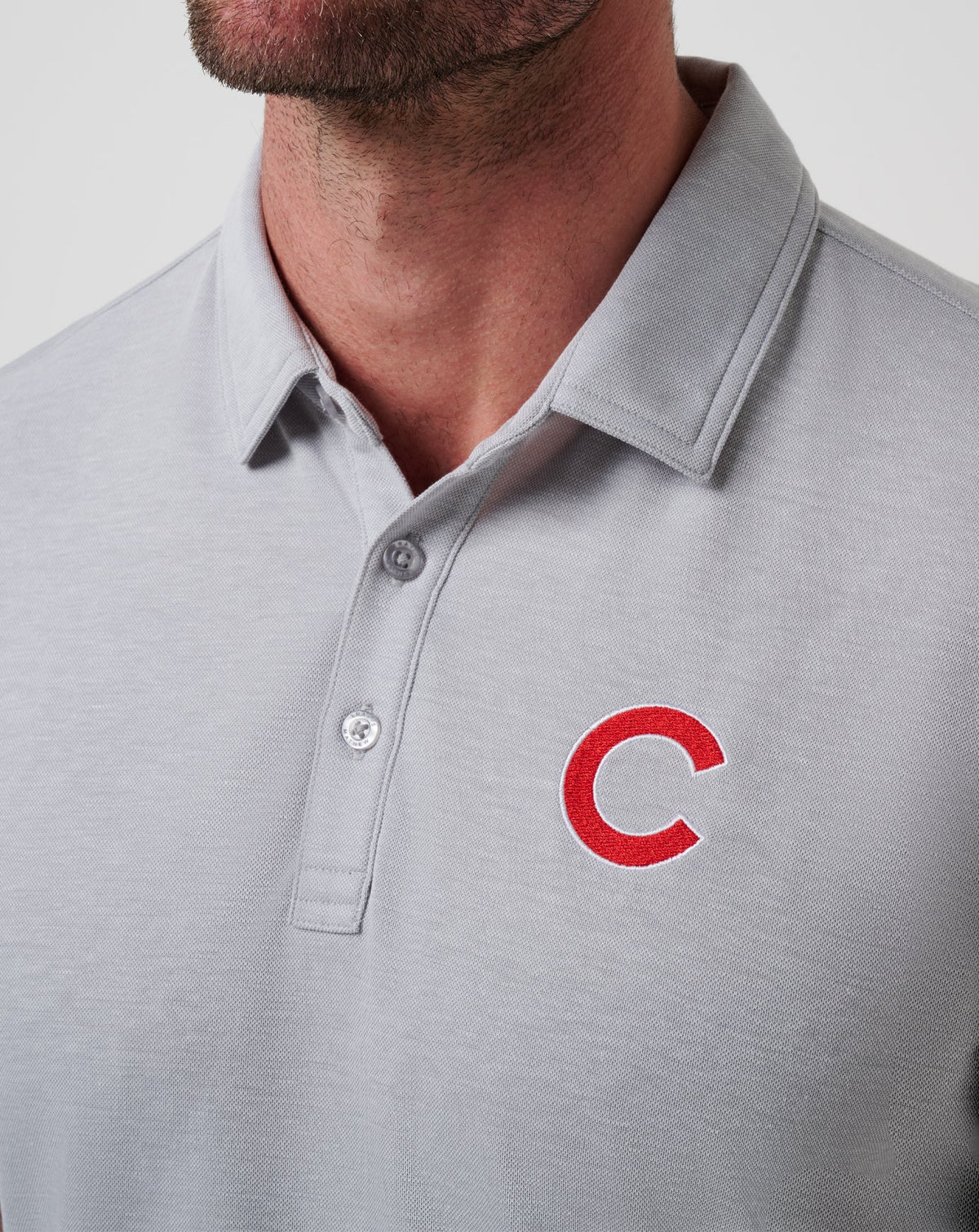 Chicago Cubs Playoff Pitch Polo Heather Grey | Travis Mathew