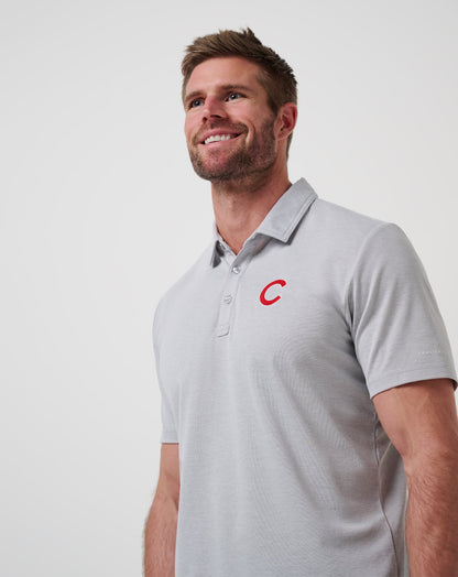 Chicago Cubs Playoff Pitch Polo Heather Grey | Travis Mathew
