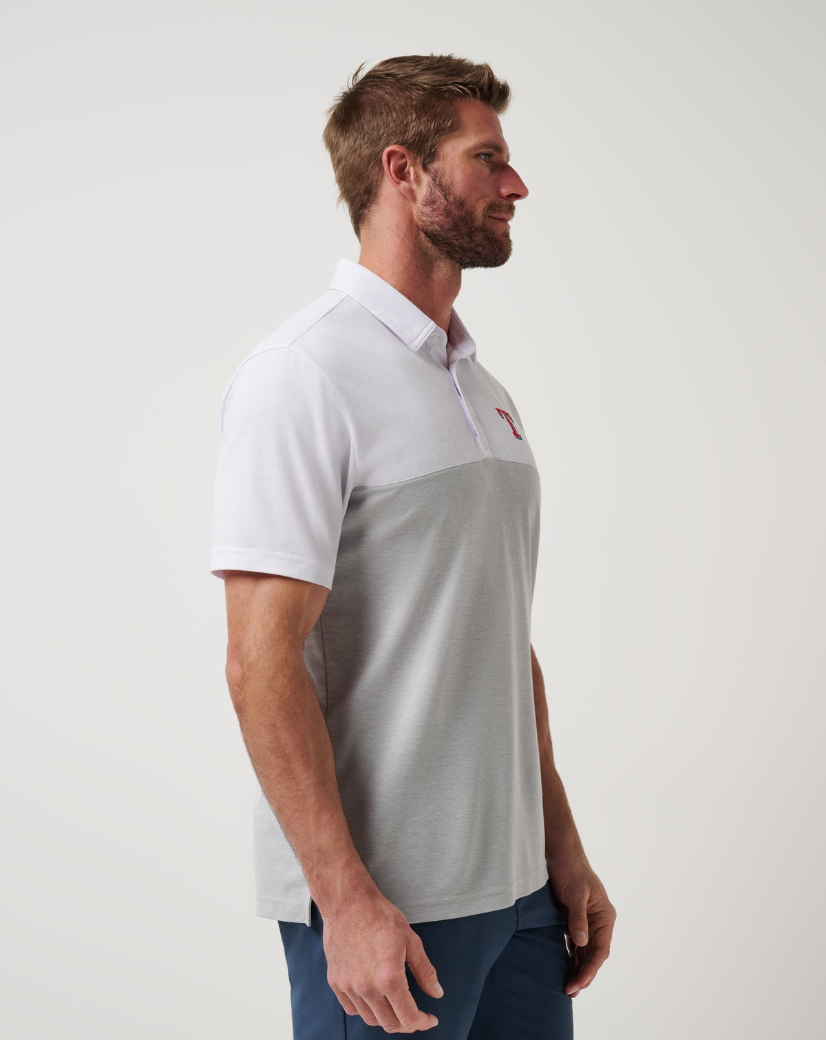 Texas Rangers Home Run Leader Polo White/Heather Grey | Travis Mathew