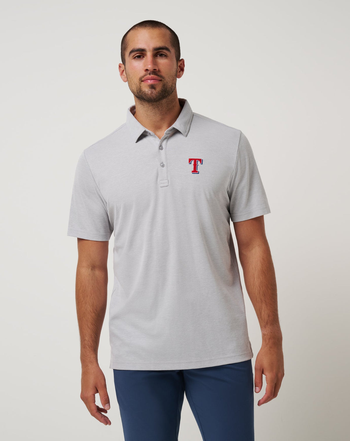 Texas Rangers Playoff Pitch Polo Heather Grey | Travis Mathew