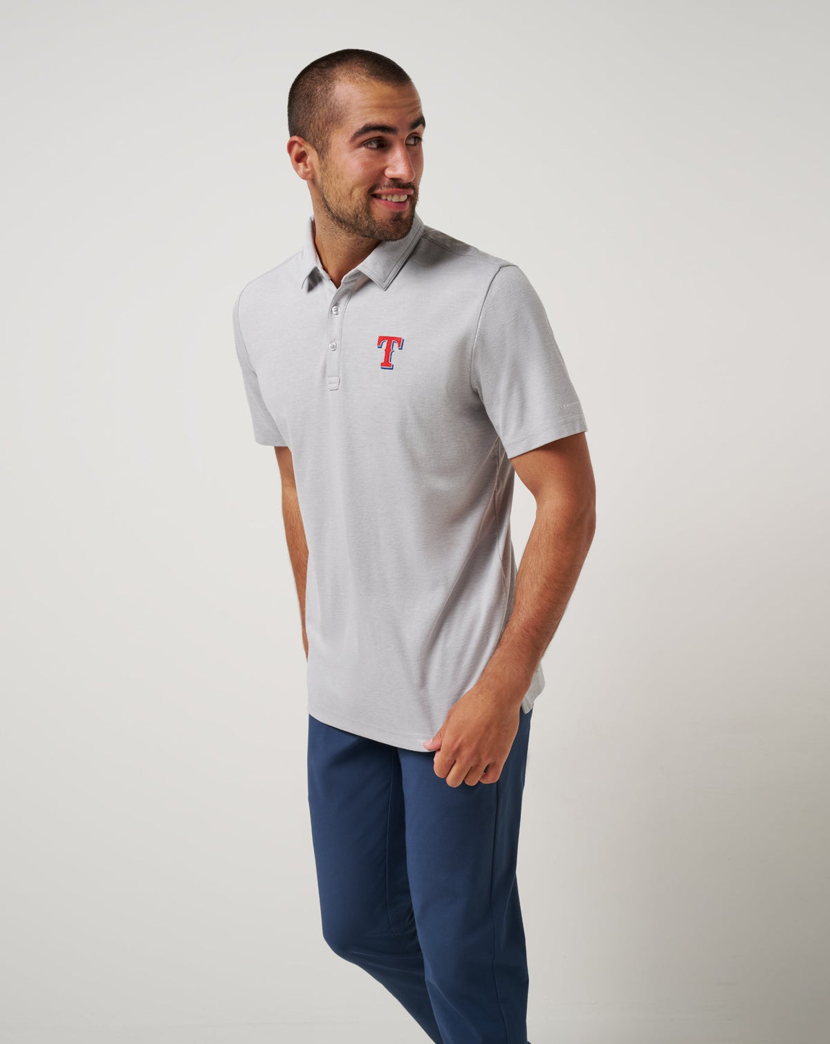 Texas Rangers Playoff Pitch Polo Heather Grey | Travis Mathew