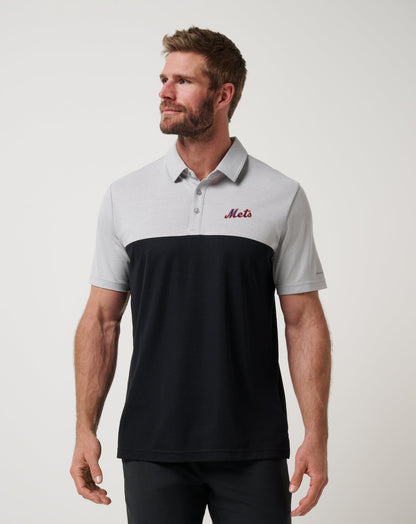 New York Mets Home Run Leader Polo Heather Grey/Black | Travis Mathew