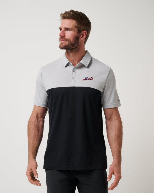New York Mets Home Run Leader Polo Heather Grey/Black | Travis Mathew
