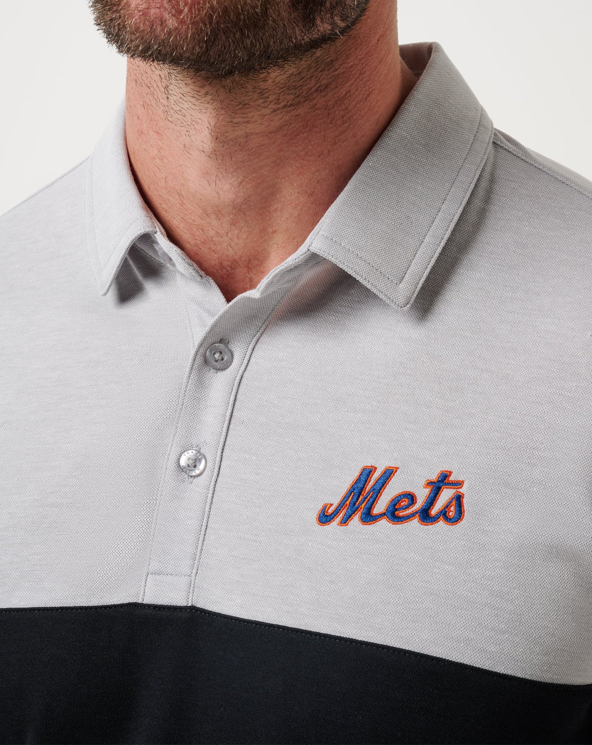 New York Mets Home Run Leader Polo Heather Grey/Black | Travis Mathew