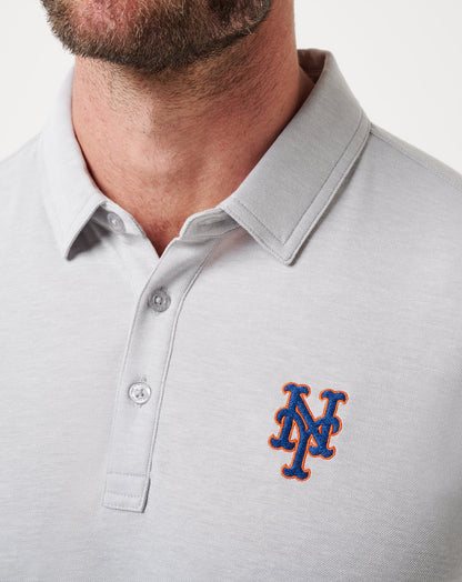New York Mets Playoff Pitch Polo Heather Grey | Travis Mathew