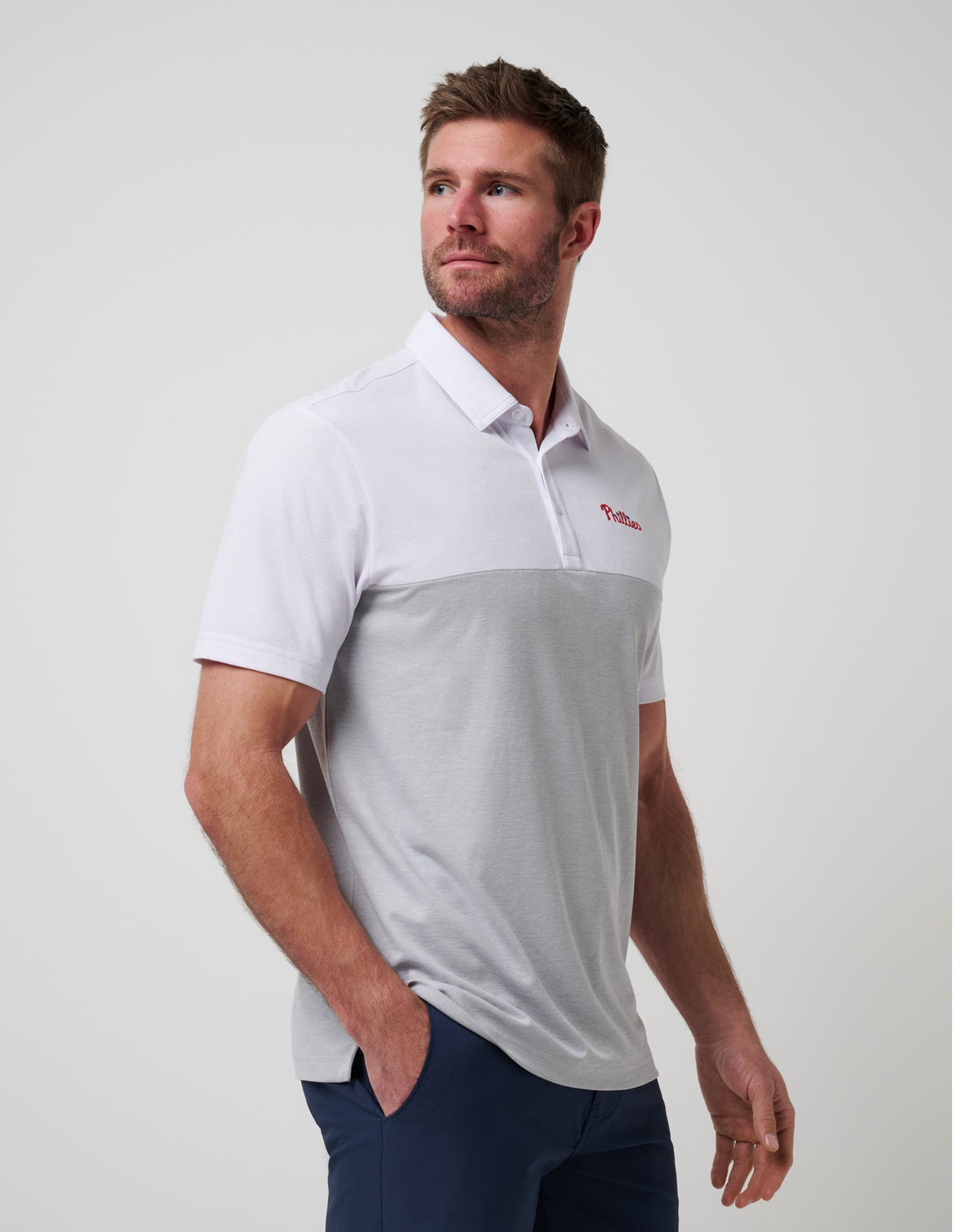 Philadelphia Phillies Home Run Leader Polo White/Heather Grey | Travis Mathew
