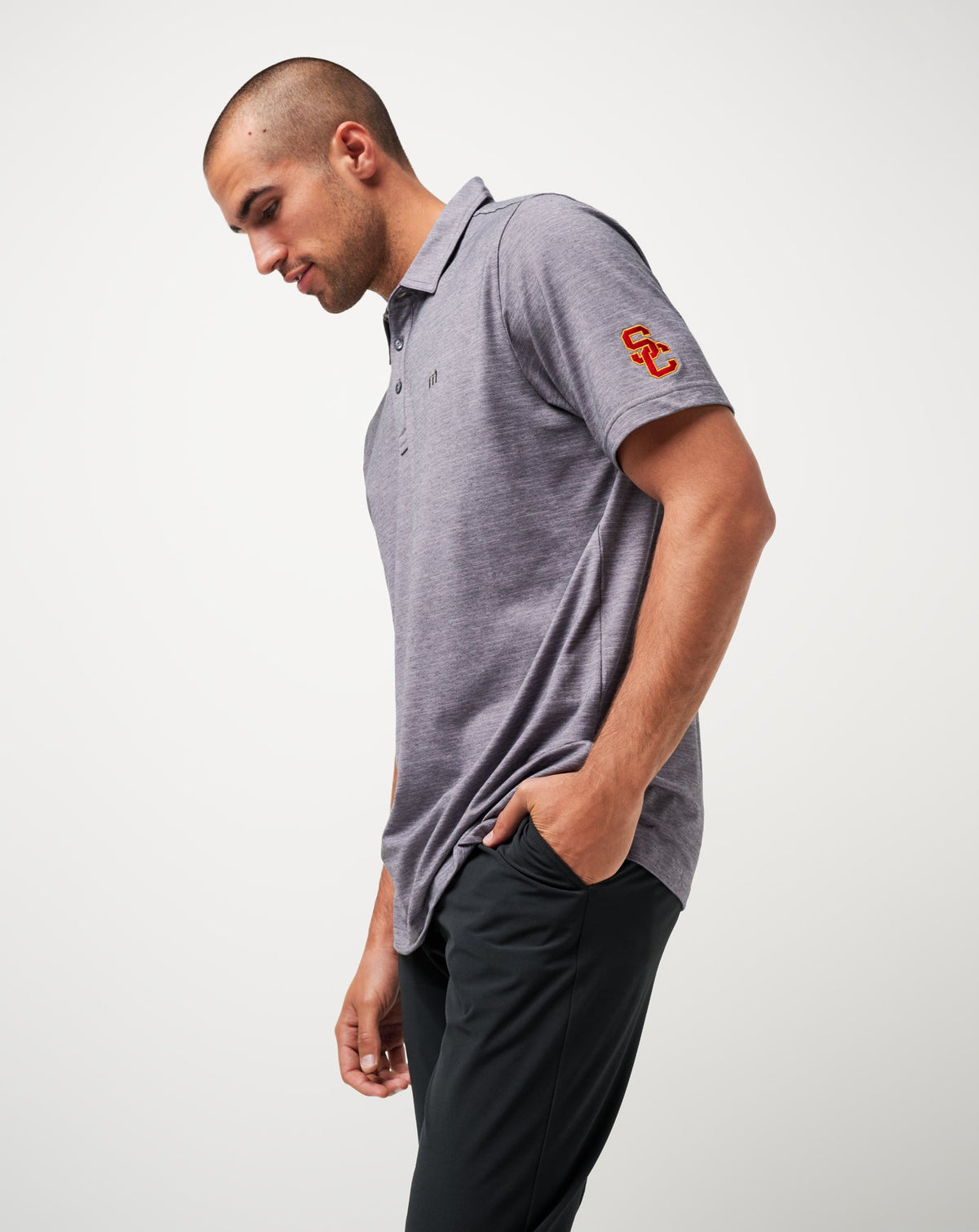 USC The Heater Polo Heather Microchip | Travis Mathew