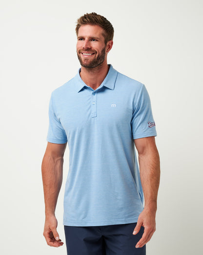 Texas Rangers The Heater Polo Heather Heritage Blue | Travis Mathew