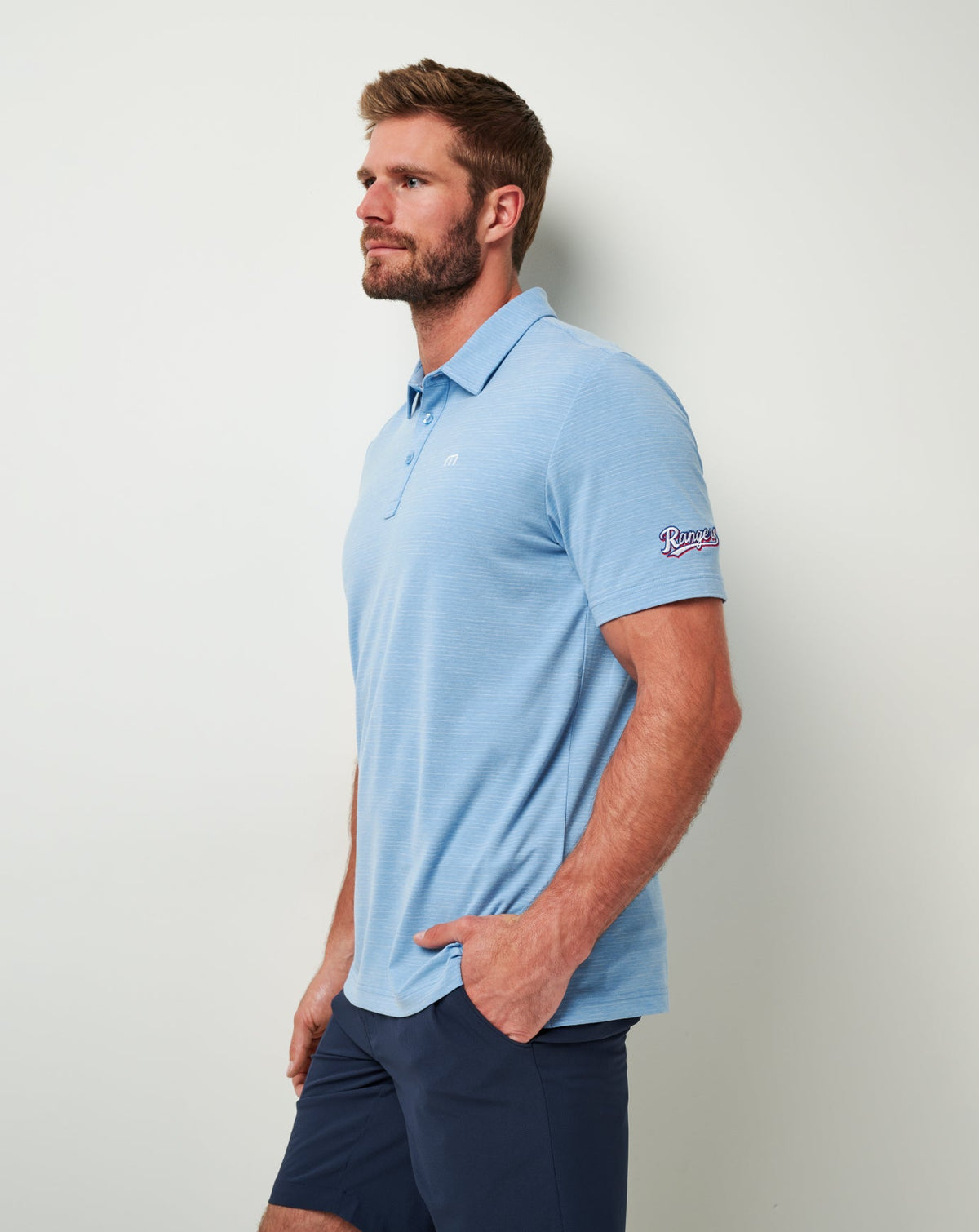 Texas Rangers The Heater Polo Heather Heritage Blue | Travis Mathew