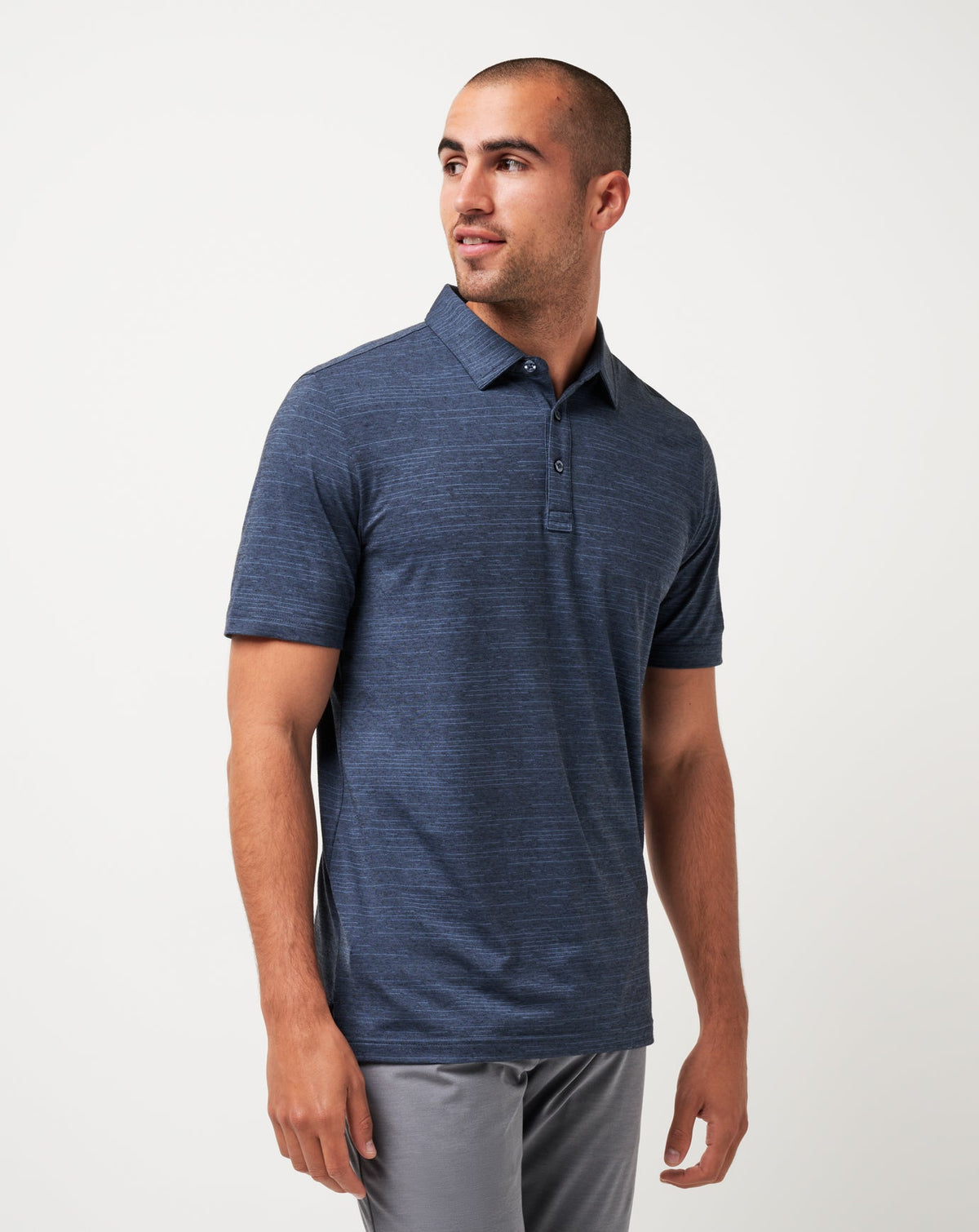 Atlanta Braves The Heater Polo Vintage Indigo/Black | Travis Mathew