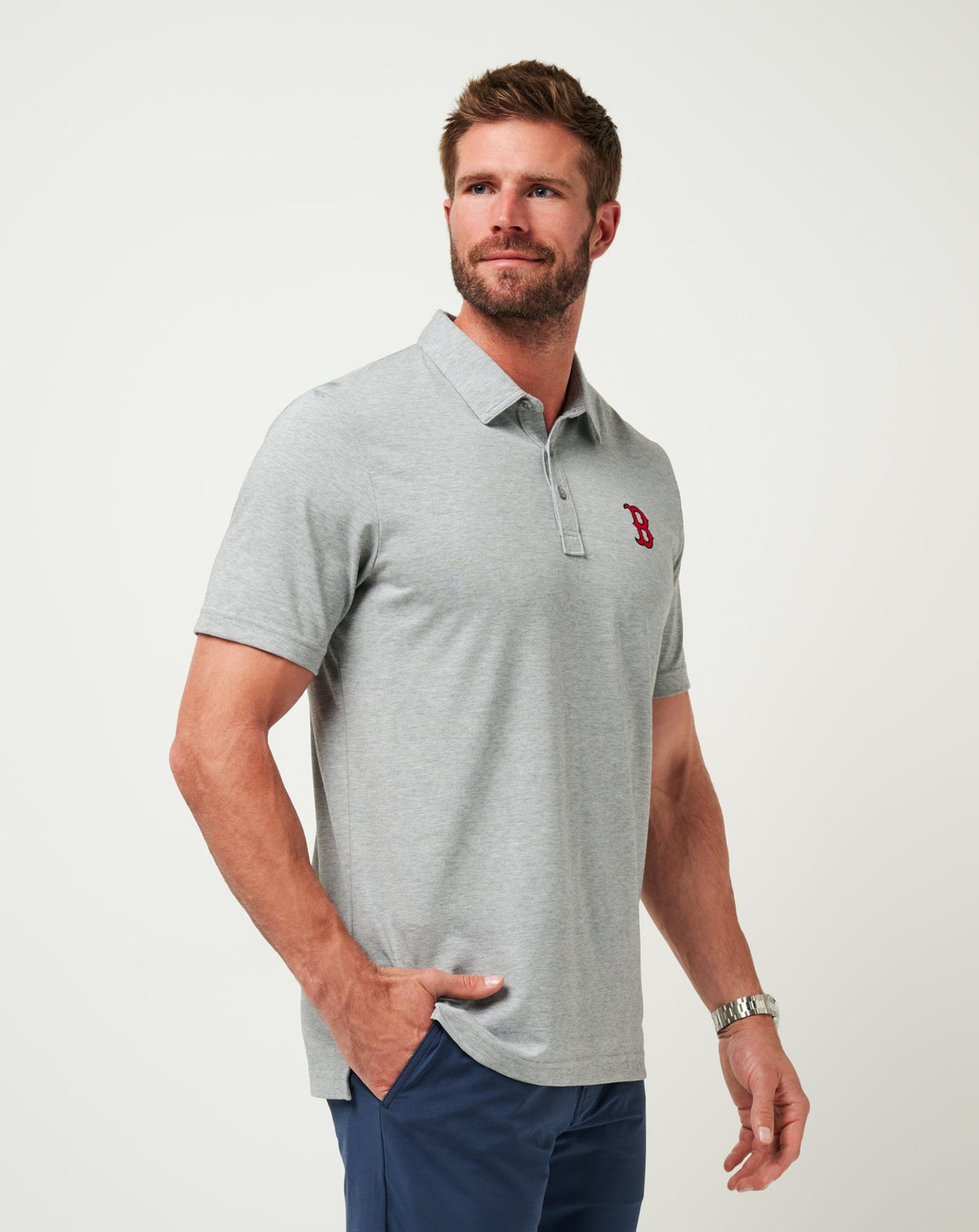 Boston Red Sox The Zinna Polo Heather Grey | Travis Mathew