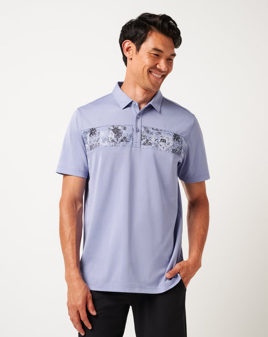 Good Good Chest Stripe Polo Heather Violet Storm | Travis Mathew