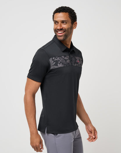Good Good Chest Stripe Polo Black/Damson | Travis Mathew