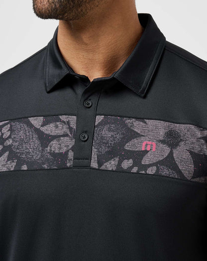 Good Good Chest Stripe Polo Black/Damson | Travis Mathew