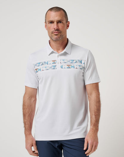 Good Good Chest Stripe Polo White | Travis Mathew