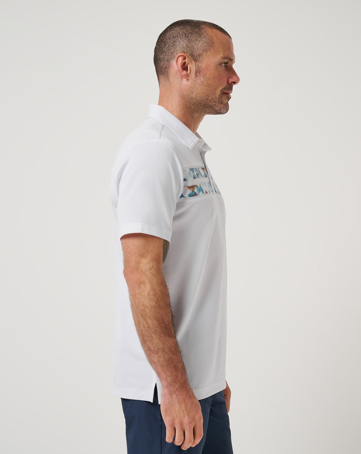 Good Good Chest Stripe Polo White | Travis Mathew