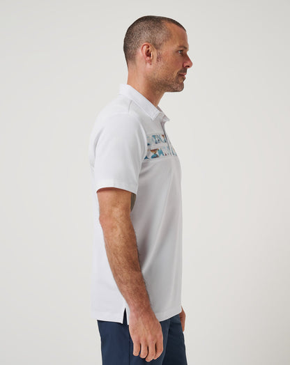 Good Good Chest Stripe Polo White | Travis Mathew